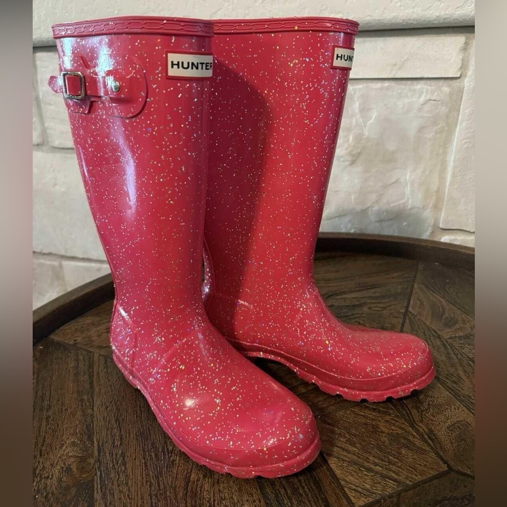 Like New- Hunter Big Kids Original Giant Glitter Rain Boots